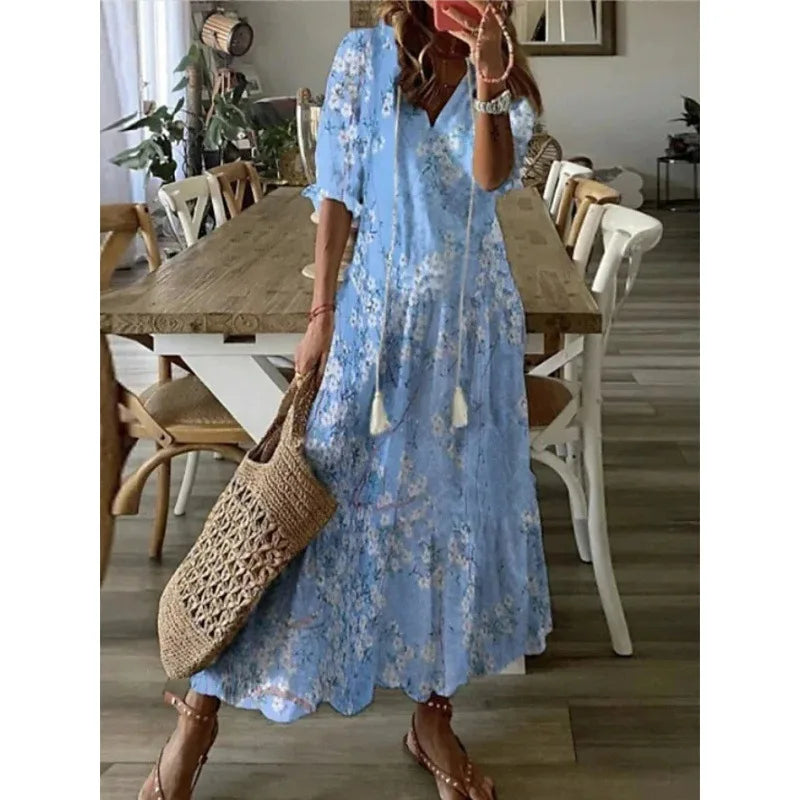Bohemian Floral Beach Dress