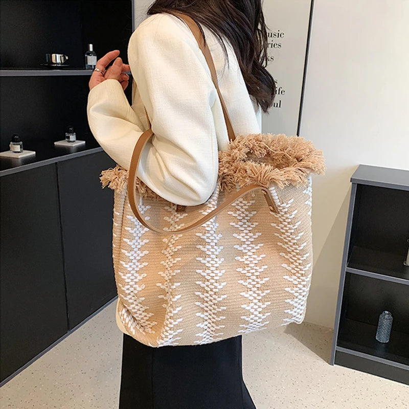 Large Striped Beach Tote