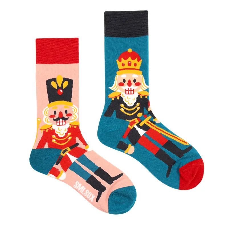 1Pair Man Women Socks Original AB Tide Socks Medium High Tube Colorful Socks Flowers Fruits Candy Cake Cotton Socks Unisex Socks