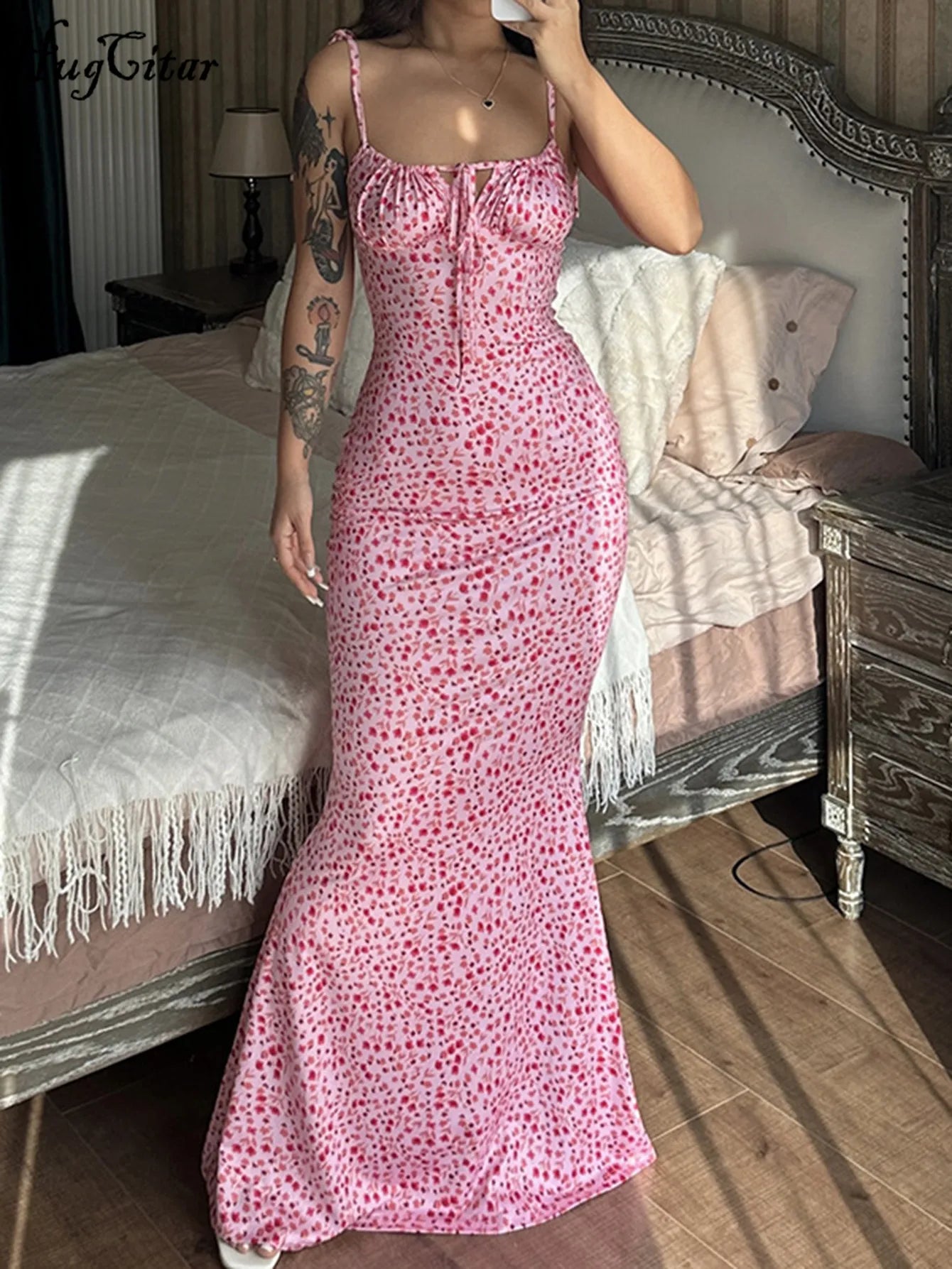 Floral Strapless Bodycon Dress