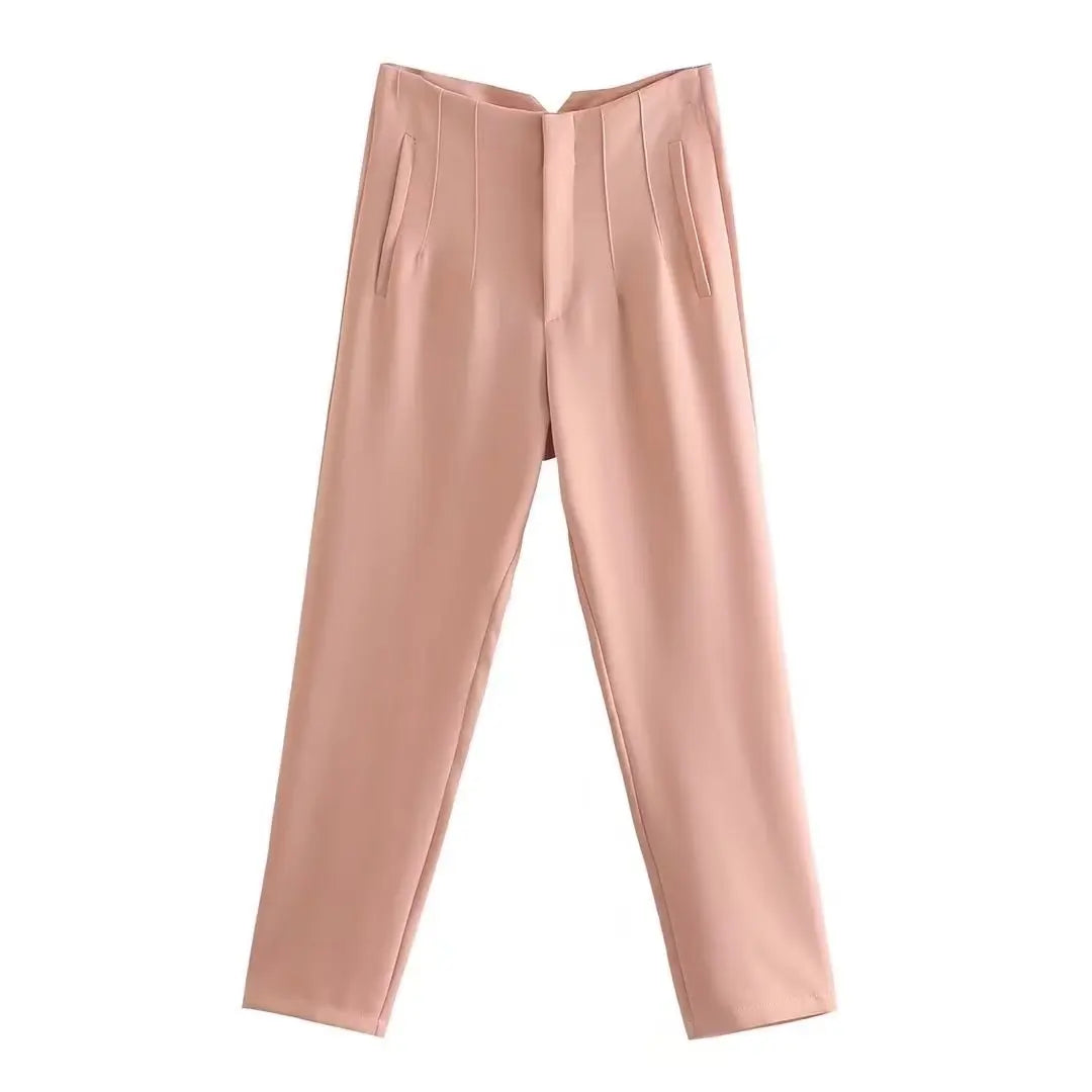Front Zipper Straight Pants