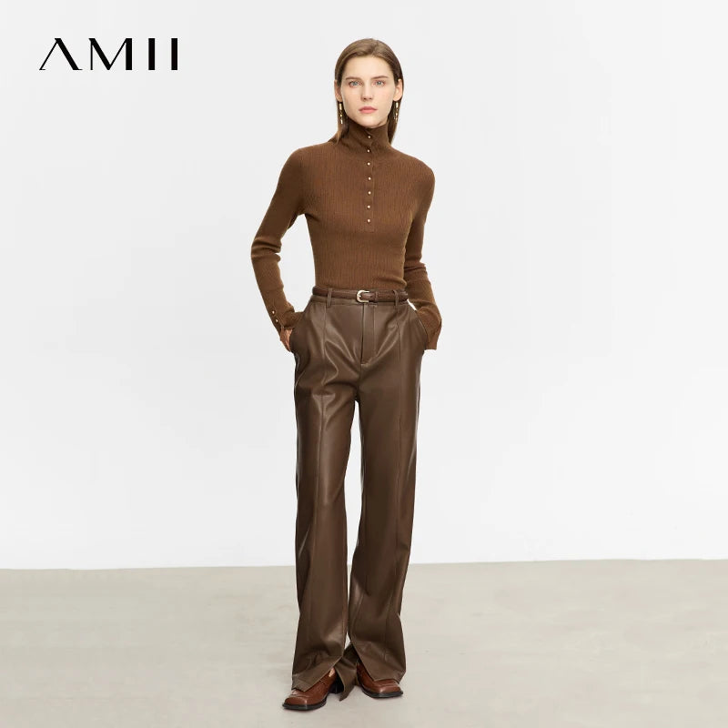 Minimalist PU Leather Pants