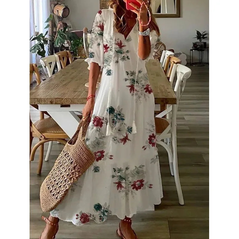 Bohemian Floral Beach Dress