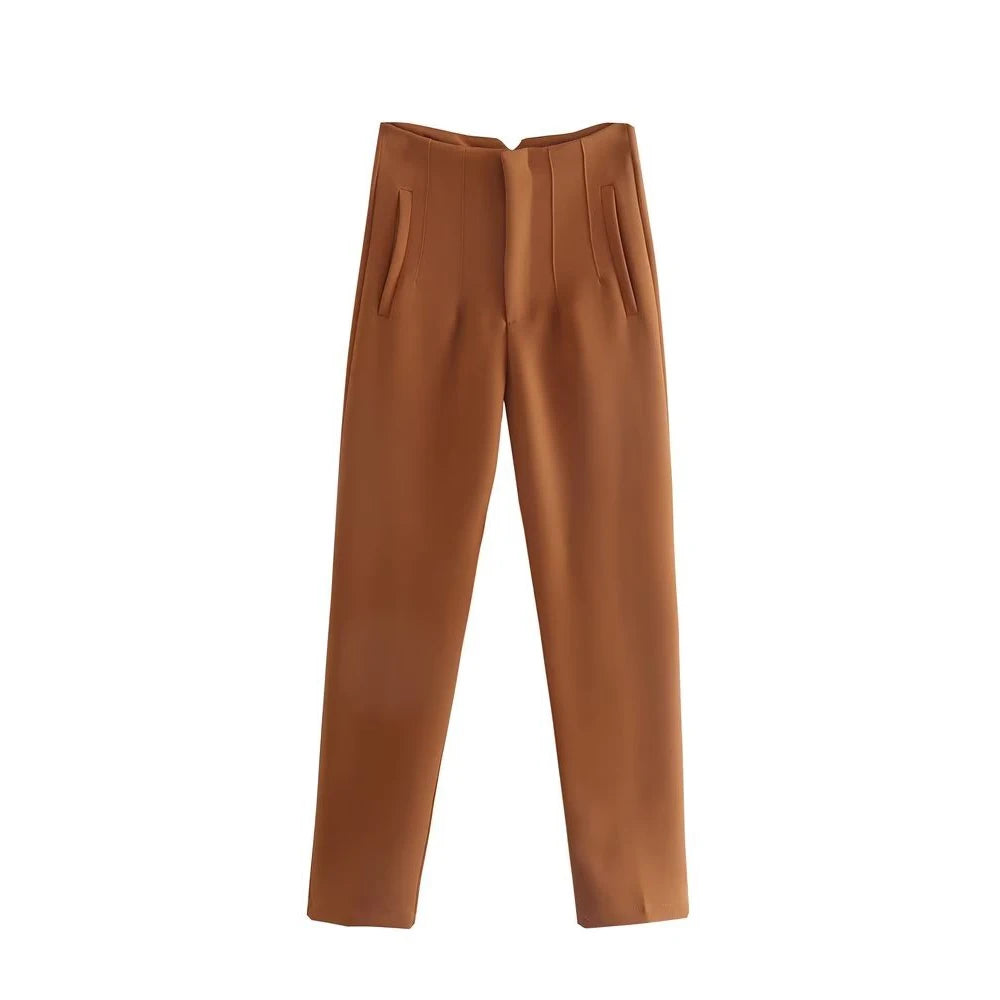Front Zipper Straight Pants