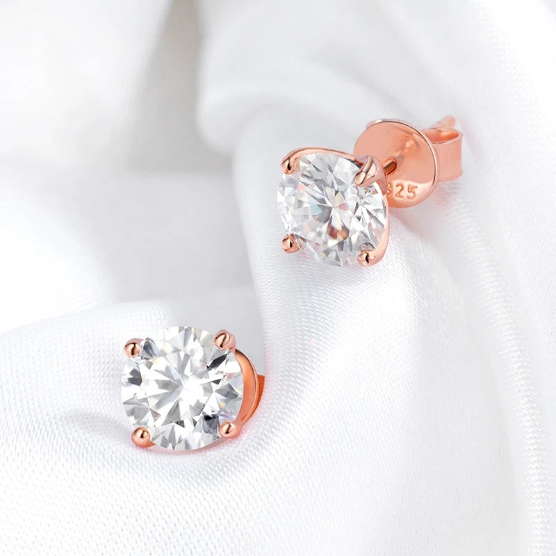 Moissanite Silver Stud Earrings