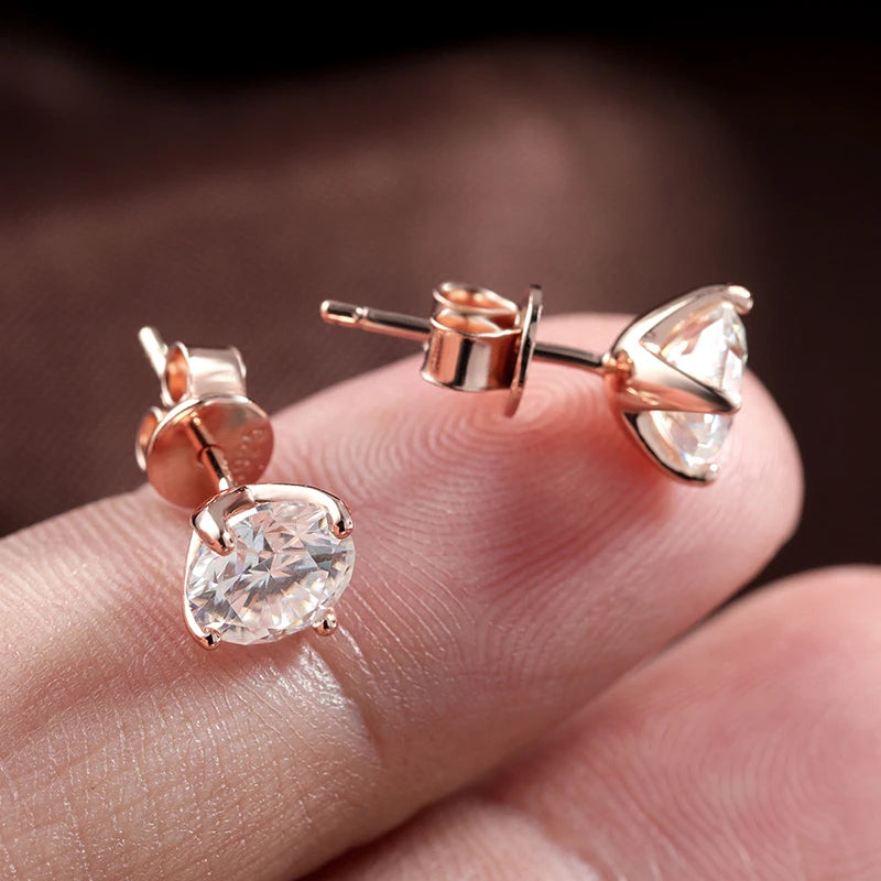 Moissanite Silver Stud Earrings