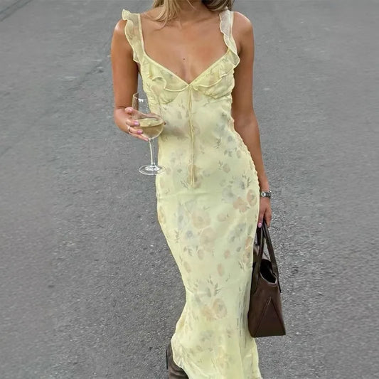 Floral Backless Maxi Dress