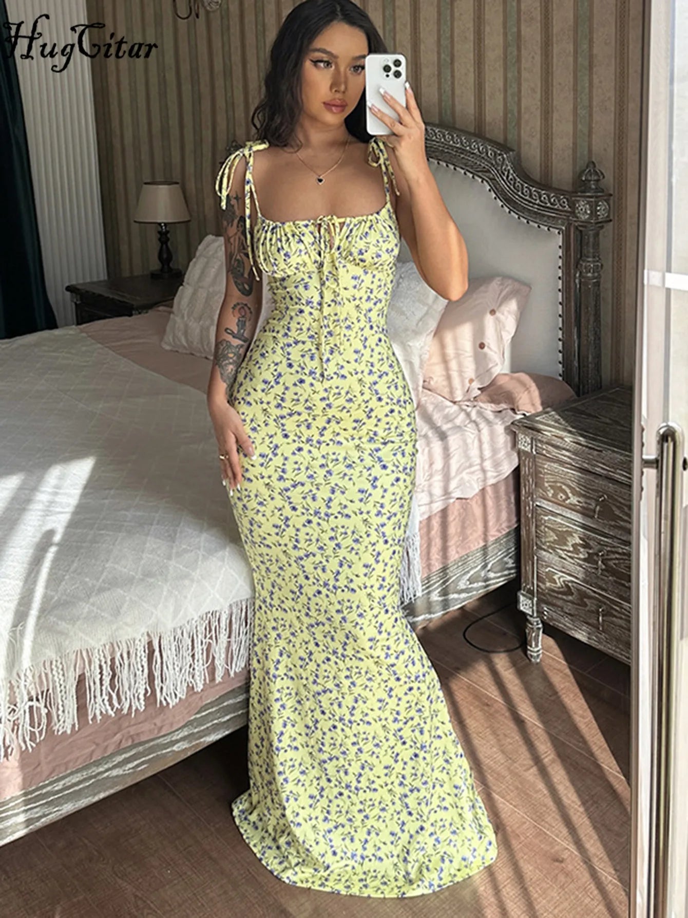 Floral Strapless Bodycon Dress