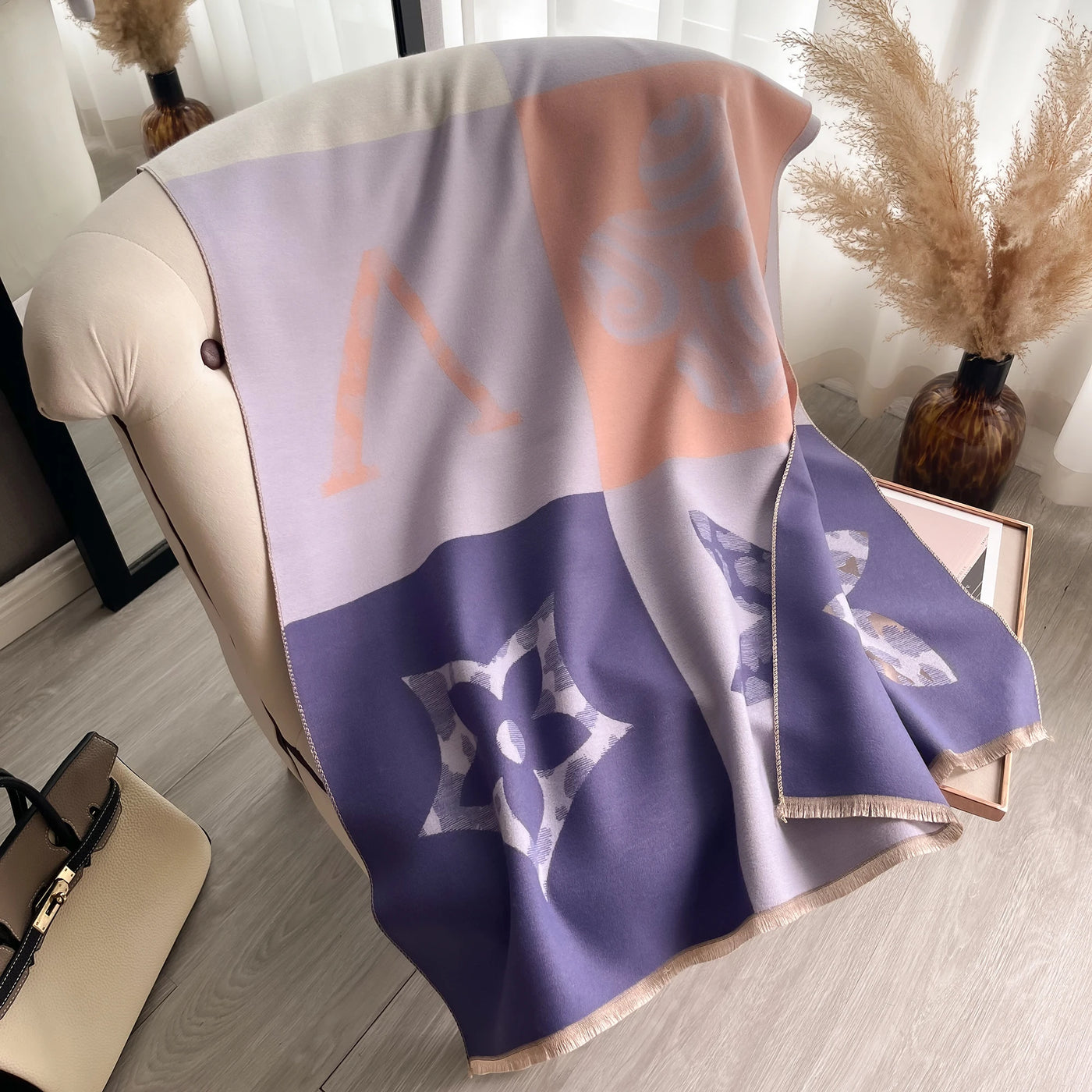 Floral Cashmere-Feel Warm Scarf