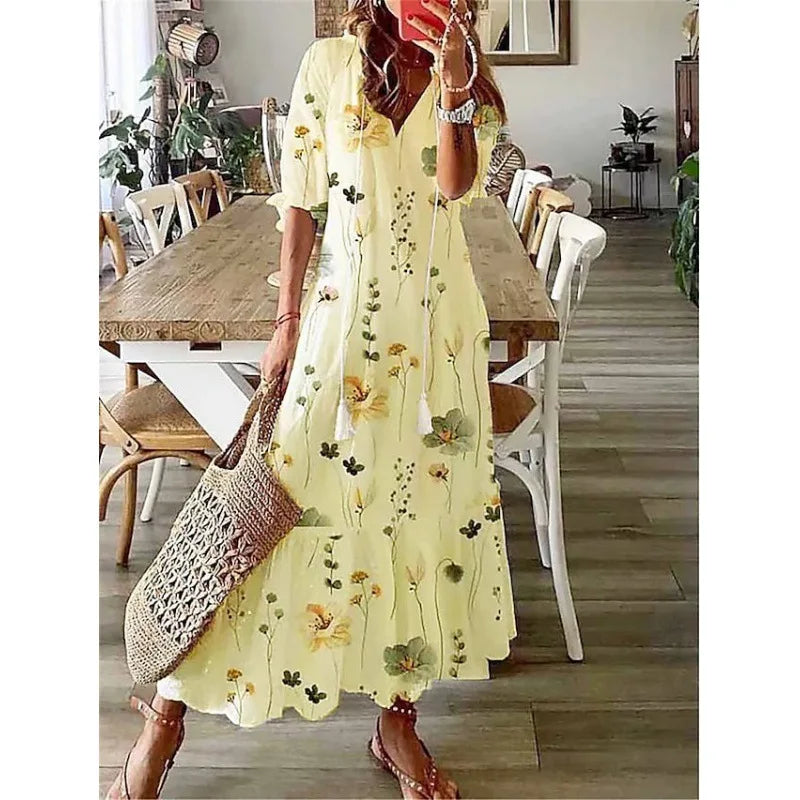 Bohemian Floral Beach Dress