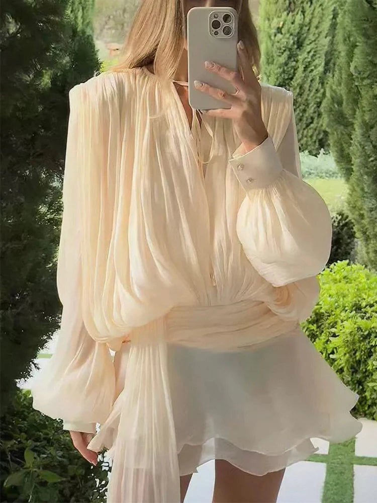 Lace Up Blouse Dress