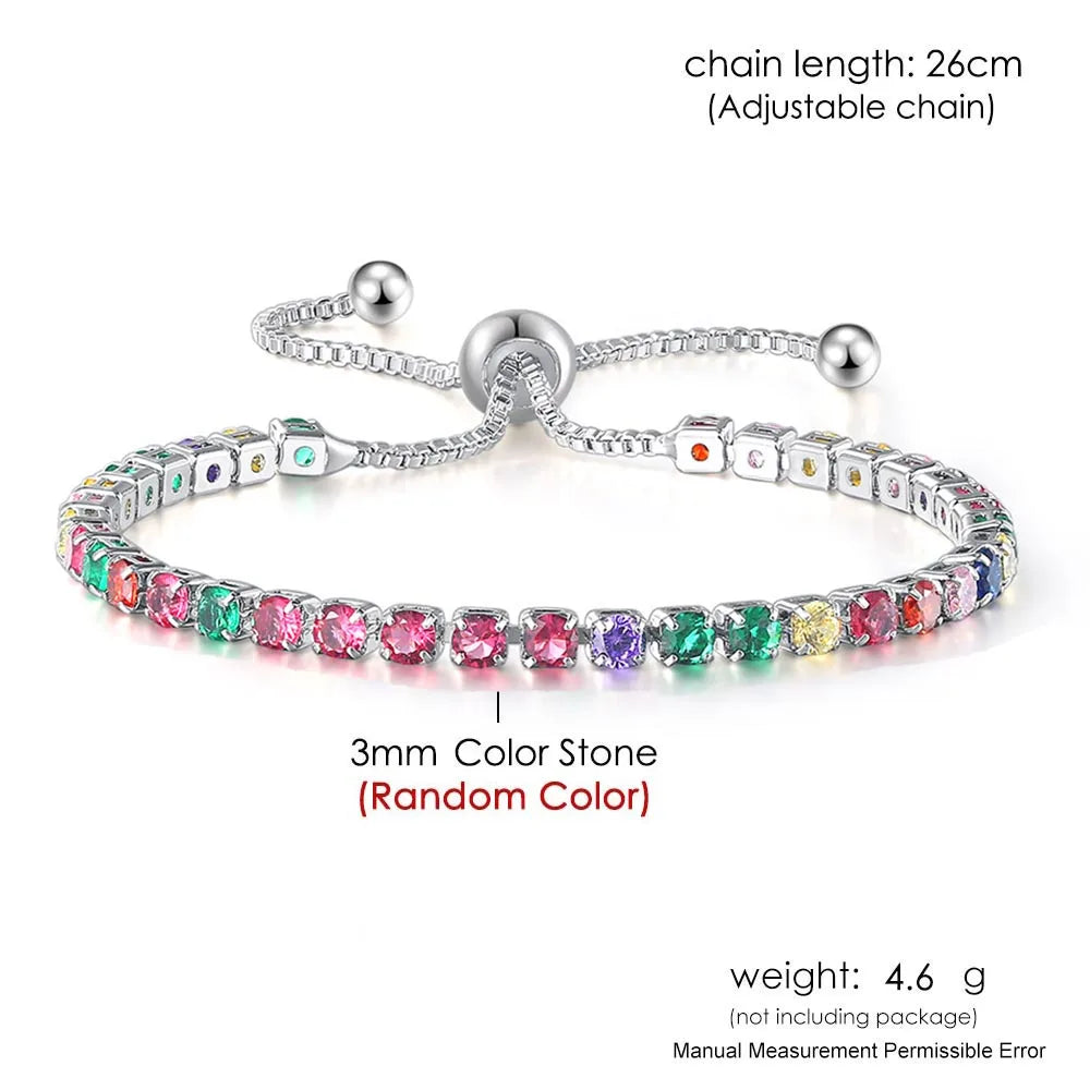 Rainbow Zircon Tennis Bracelet