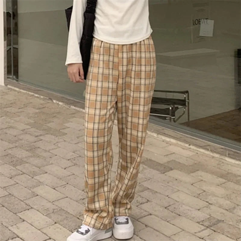 Fleece Lined Plaid Trousers