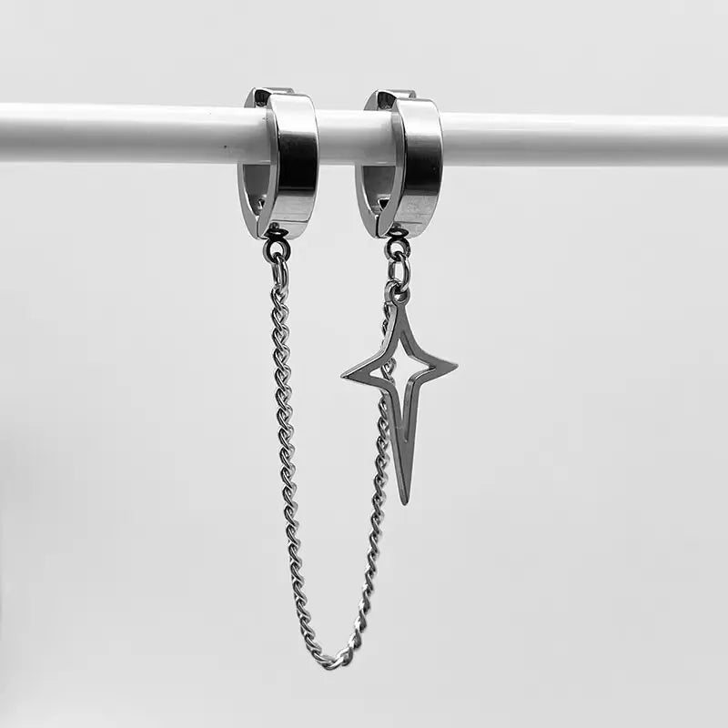 Black Star Clip Earrings