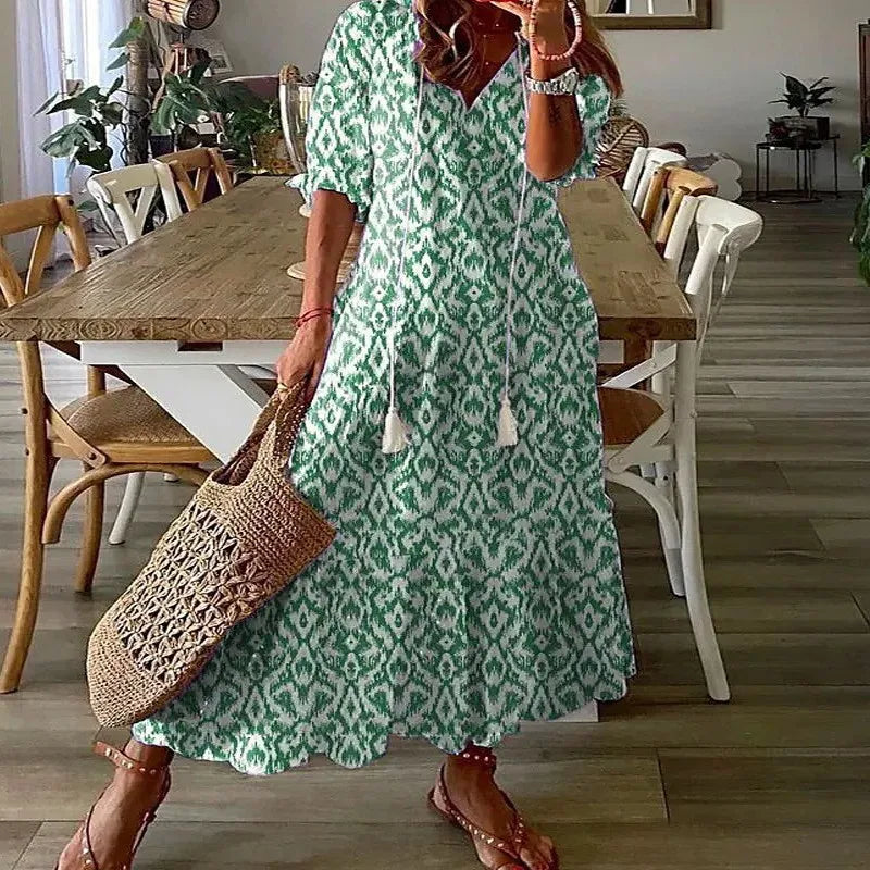 Bohemian Floral Beach Dress