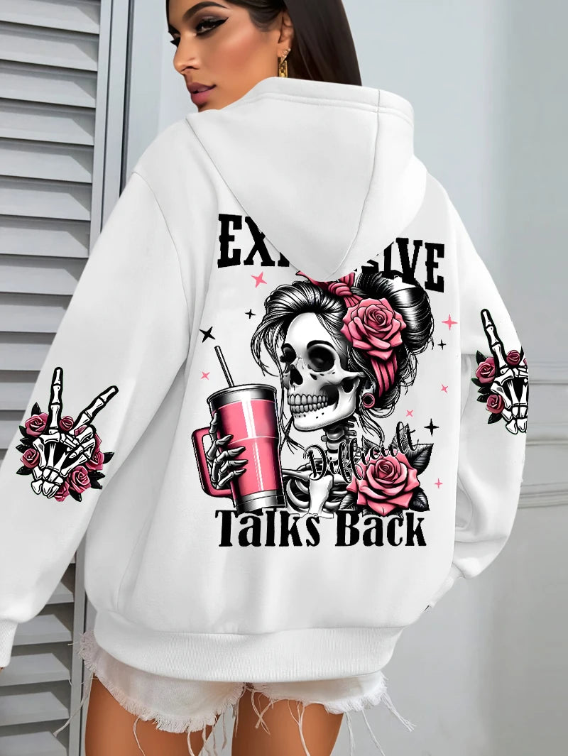Fleece Graphic Loose Hoodie