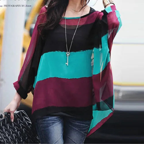 Batwing Boho Chiffon Blouse