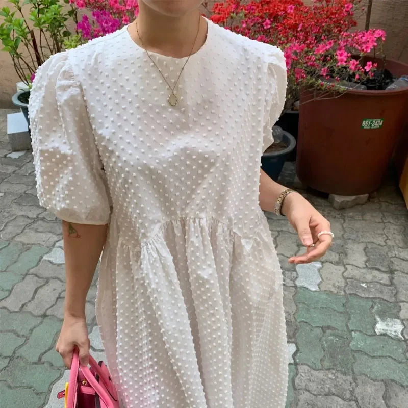 Dot Puff Sleeve Dress