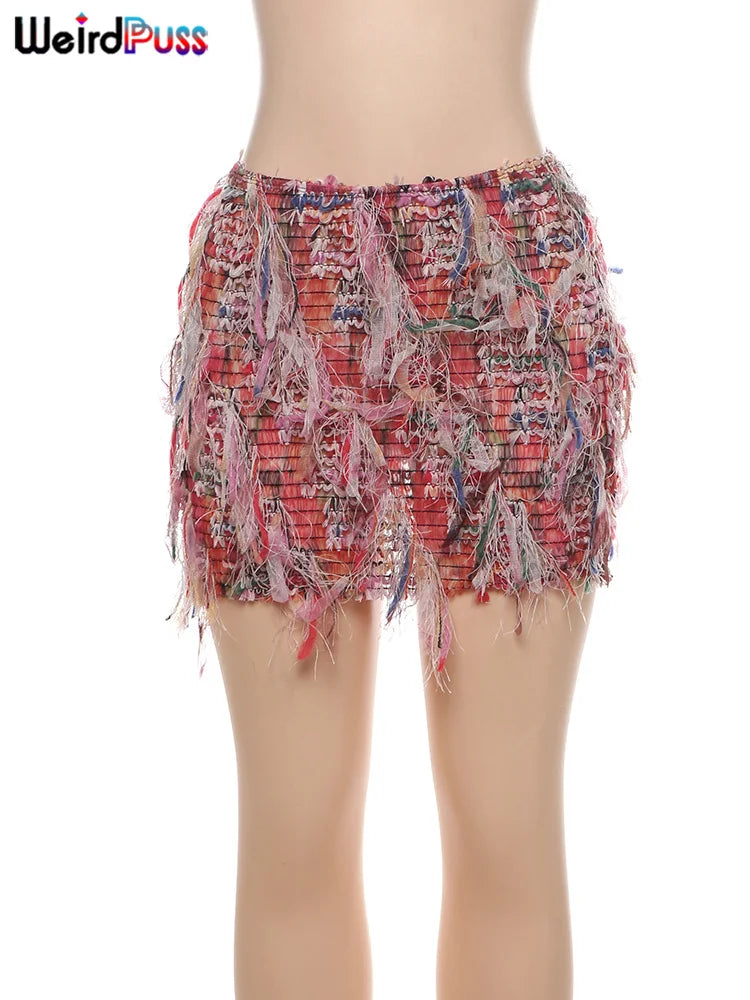 Tassel Knit Mini Skirt