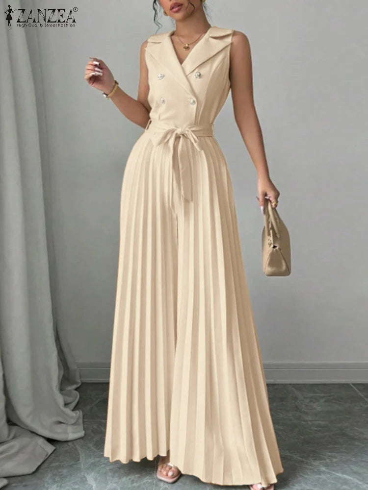 Pleated Wide Leg Jumpsuit