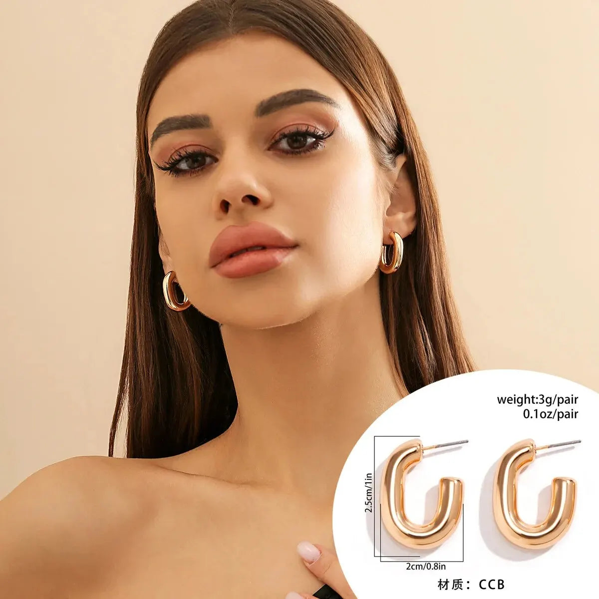 U Shape Hoop Earrings