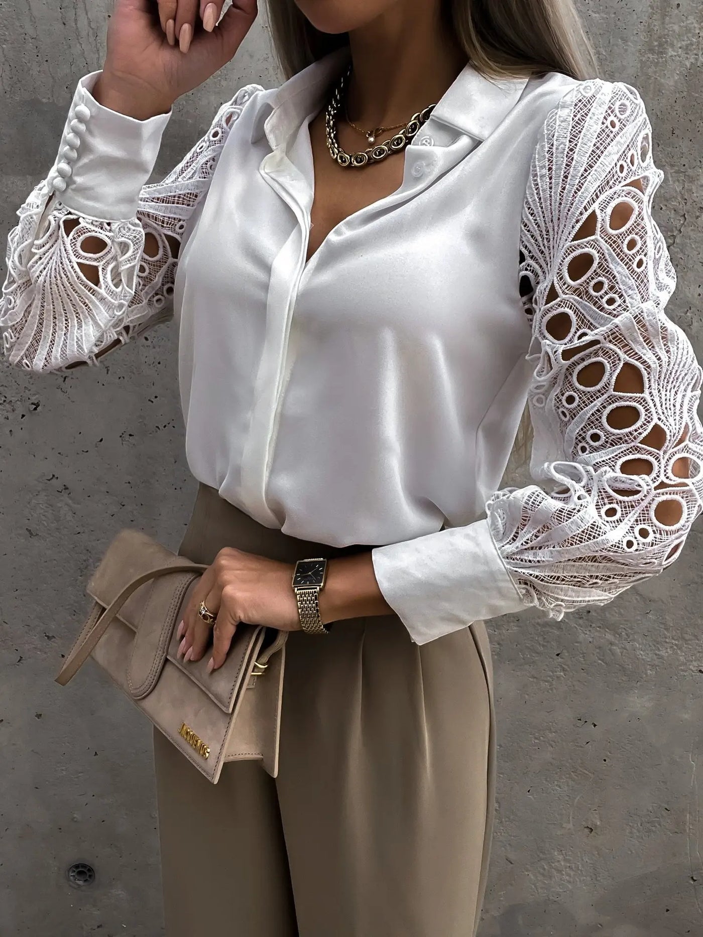 Solid V Neck Blouse
