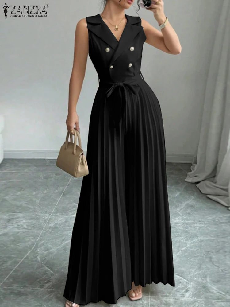 Pleated Wide Leg Jumpsuit