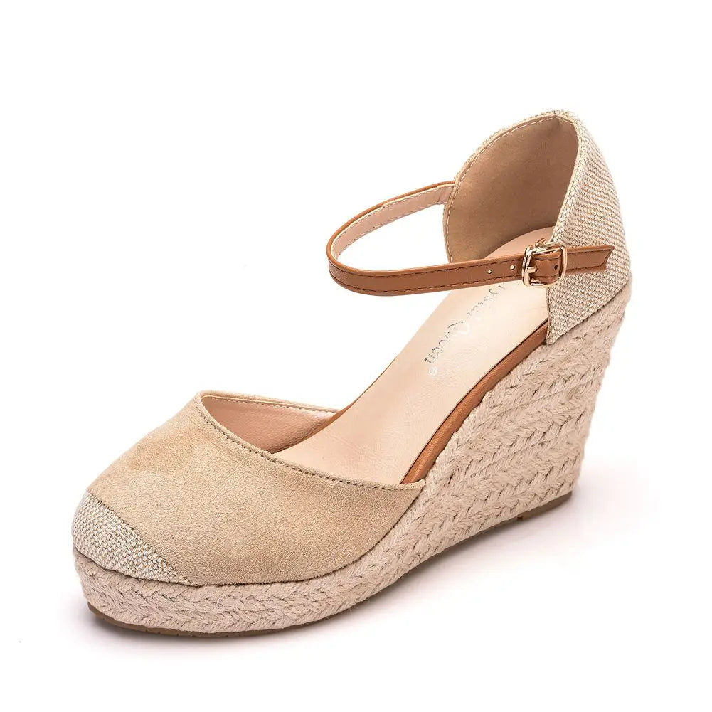 Suede Wedge Ankle Sandals