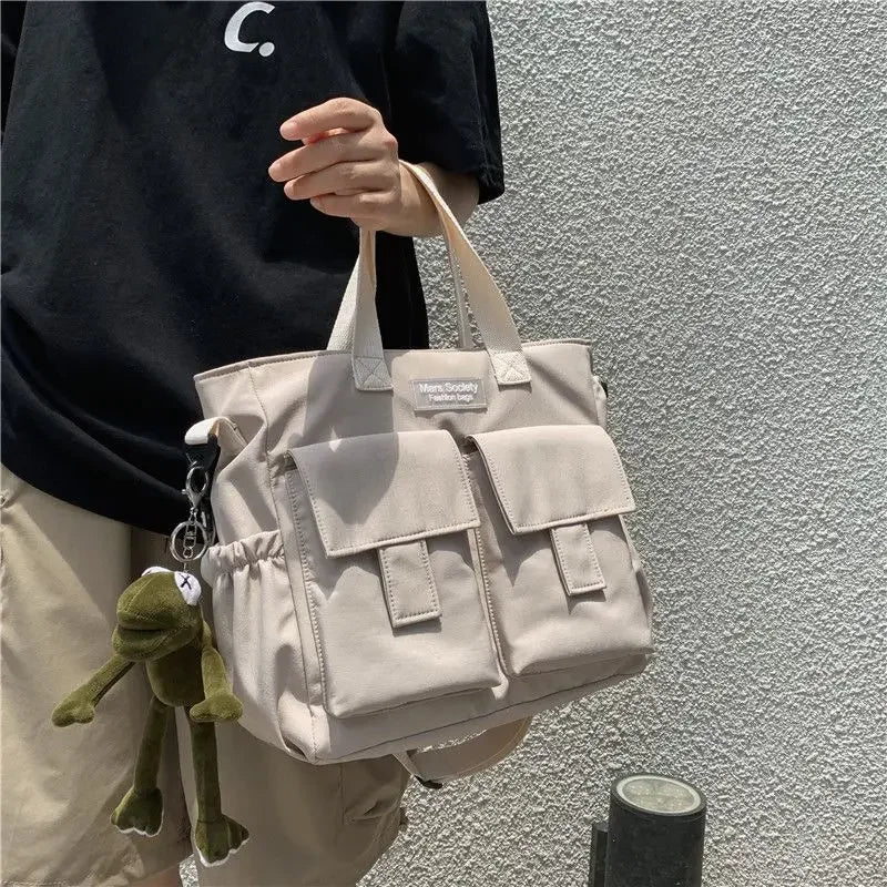 Multi-Pocket Nylon Messenger Bag