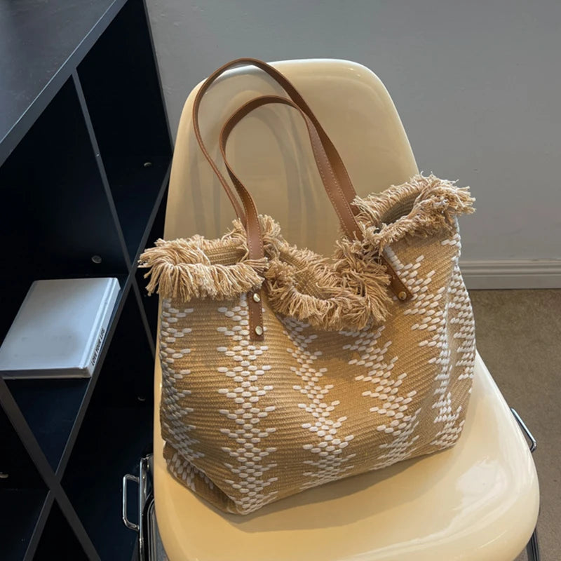 Large Striped Beach Tote