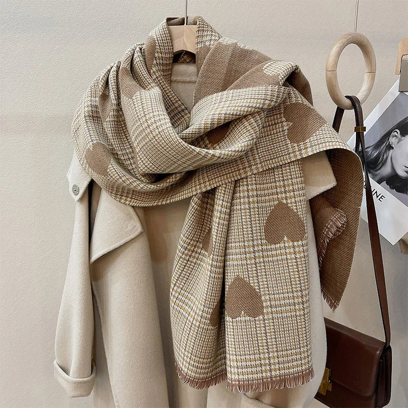 Heart Plaid Winter Scarf