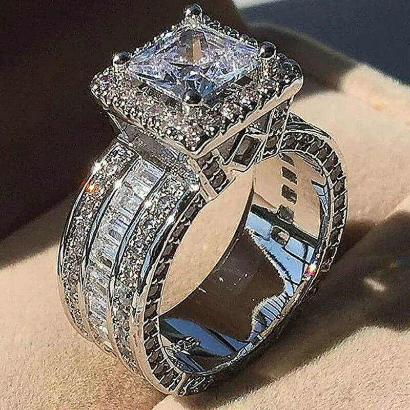 Silver Zircon Engagement Ring