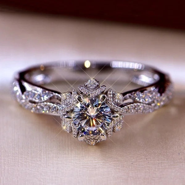 Silver Zircon Engagement Ring