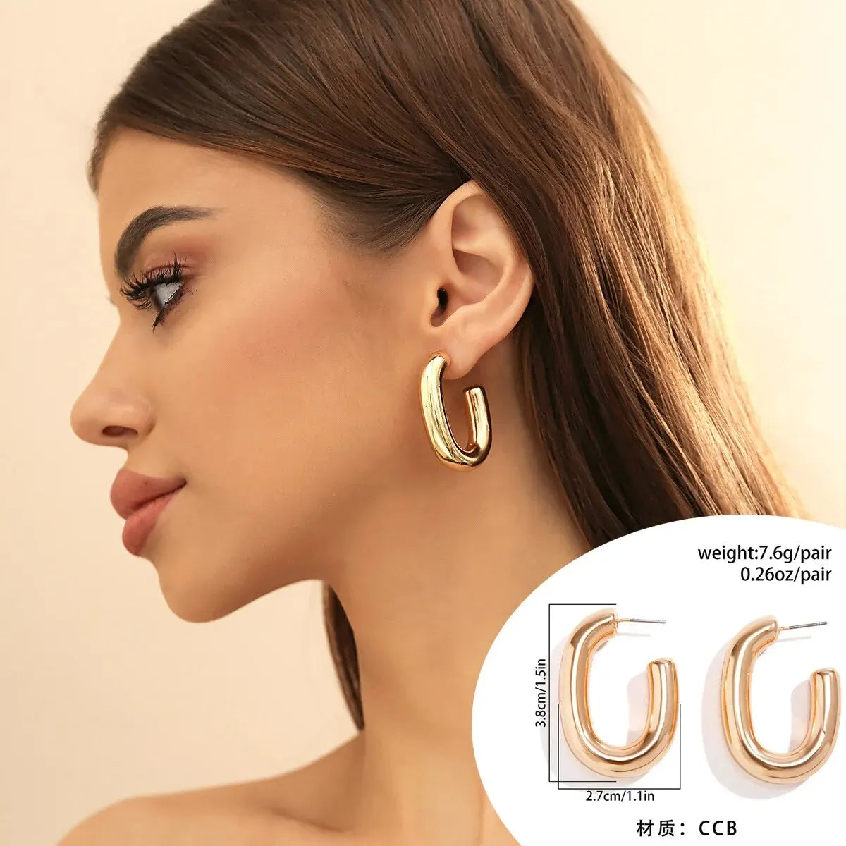 U Shape Hoop Earrings