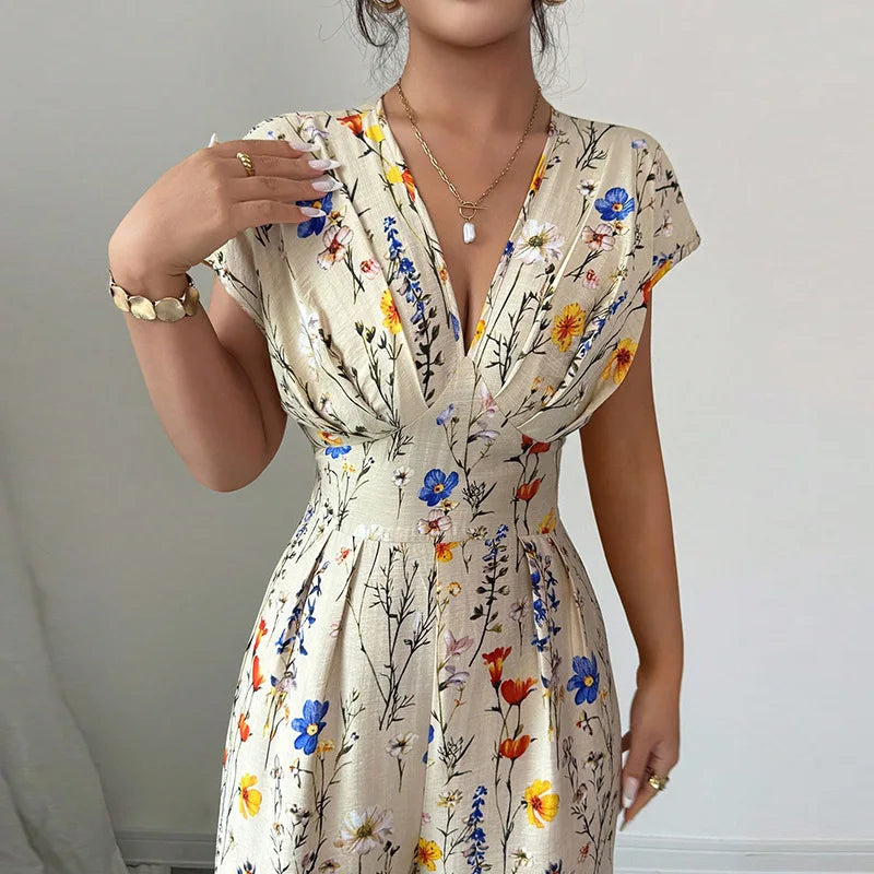 Floral Short Sleeve Jumpsuit
