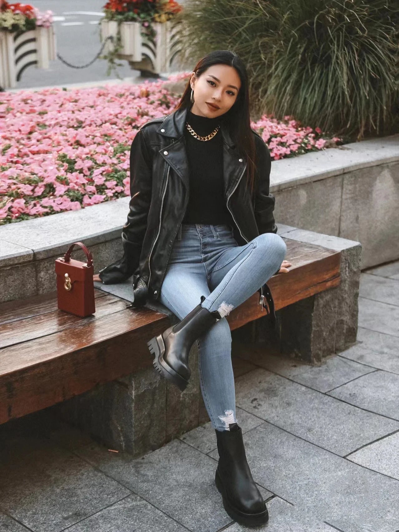 Black Motorcycle PU Jacket