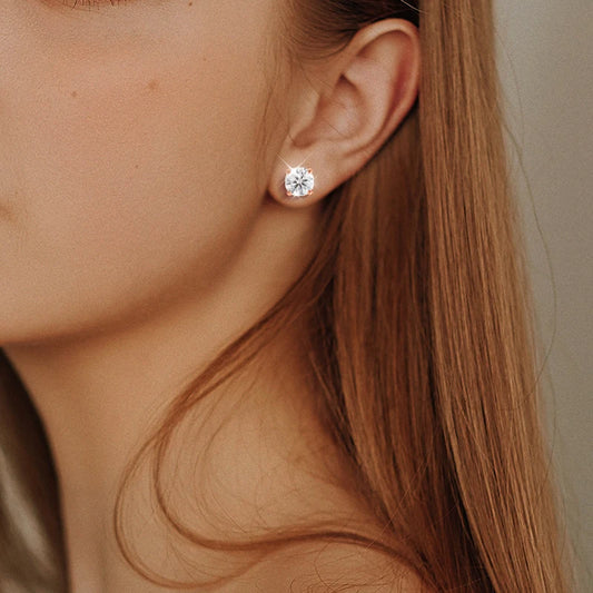 Moissanite Silver Stud Earrings