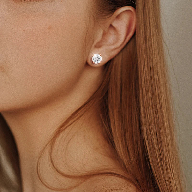 Moissanite Silver Stud Earrings