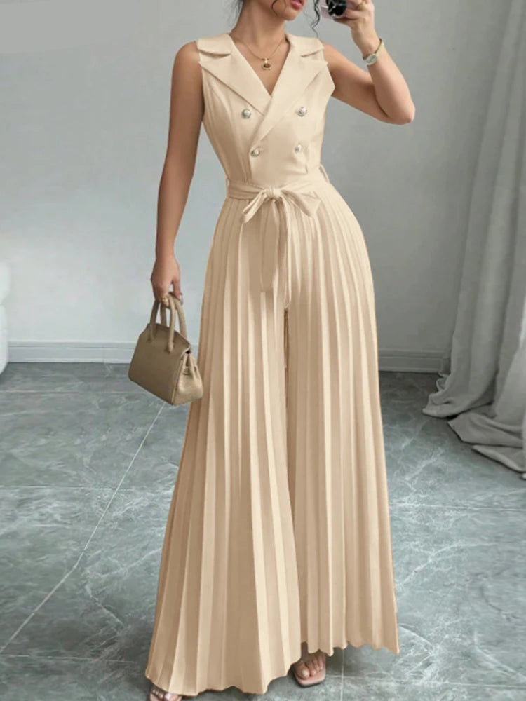 Pleated Wide Leg Jumpsuit