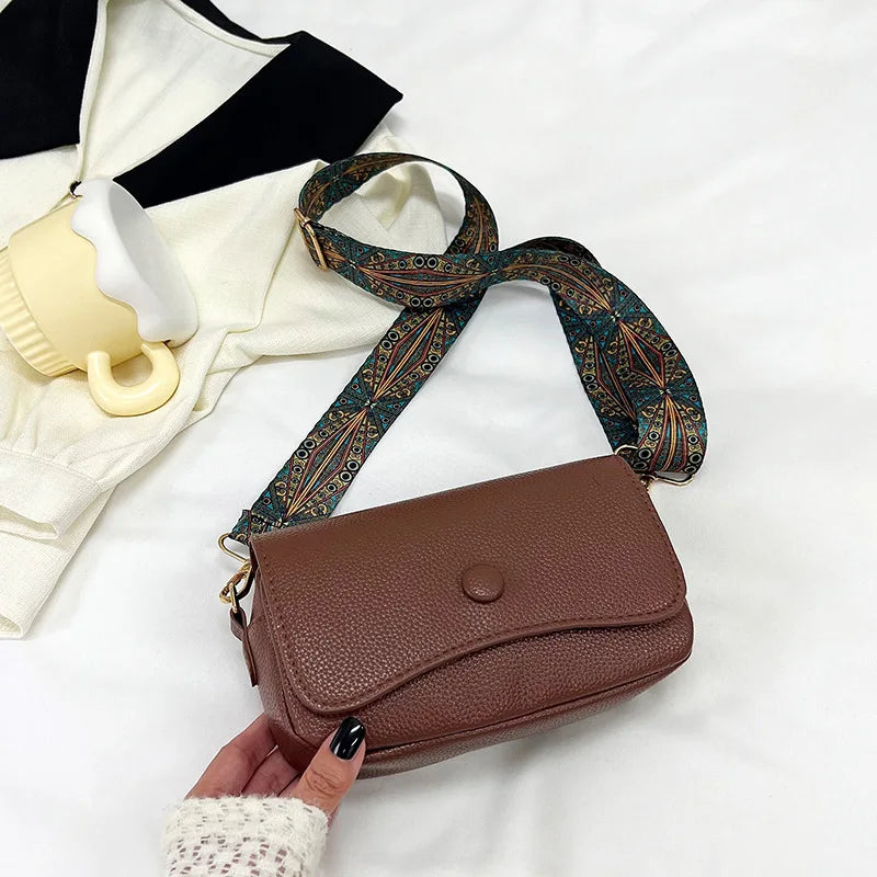 Wide Strap Flap Bag