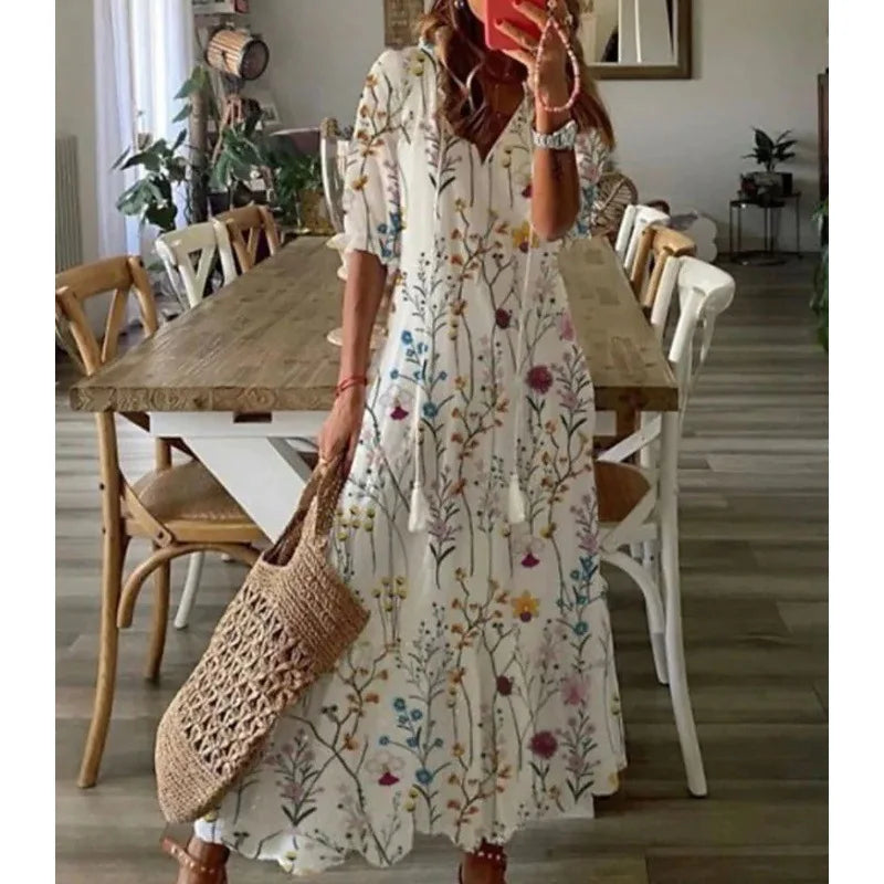 Bohemian Floral Beach Dress