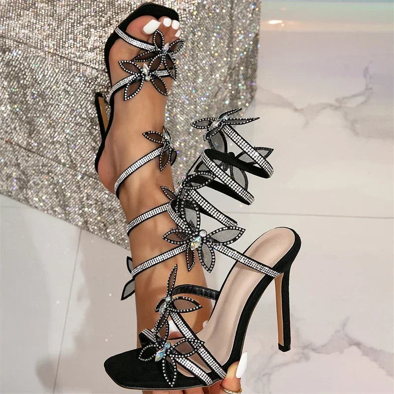 Crystal Butterfly Stiletto Sandals