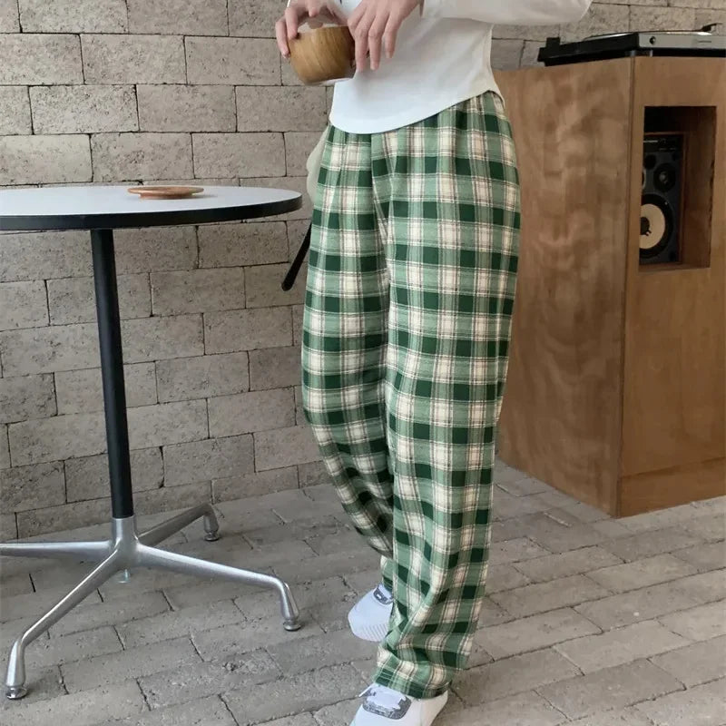 Fleece Lined Plaid Trousers