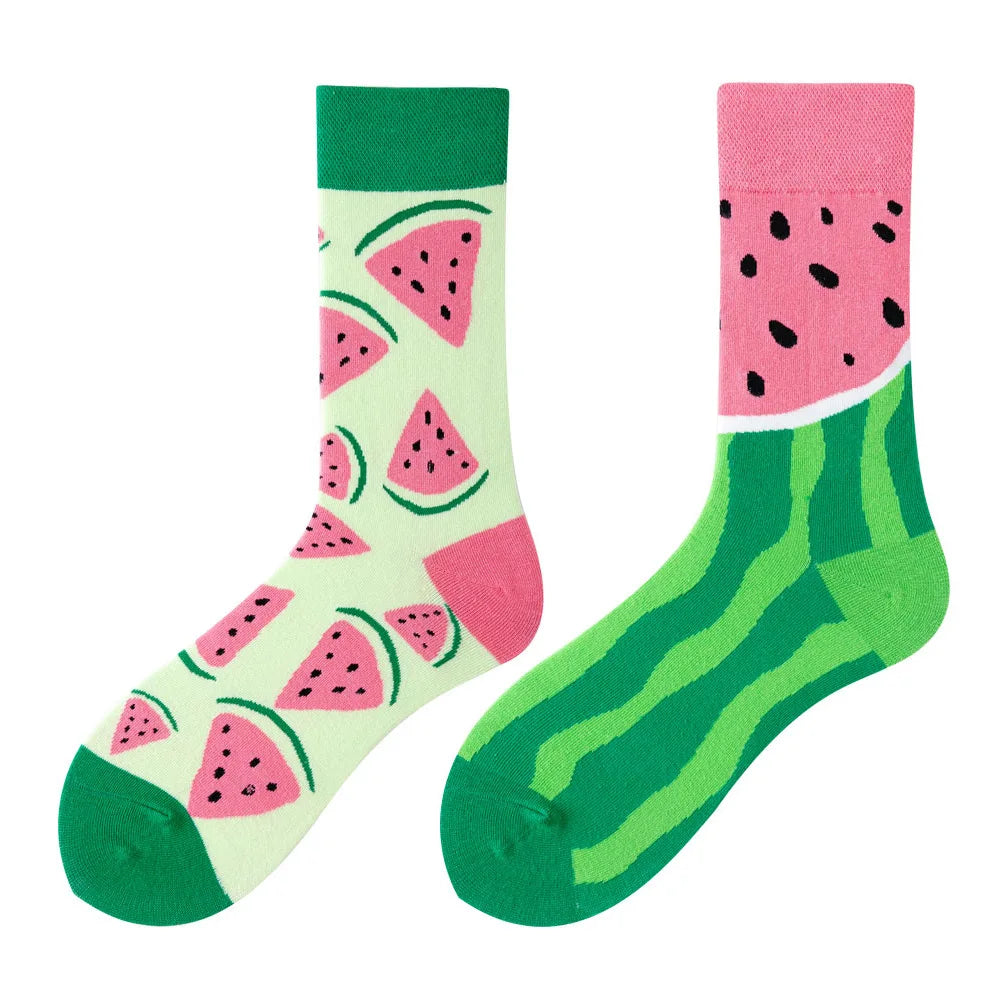 1Pair Man Women Socks Original AB Tide Socks Medium High Tube Colorful Socks Flowers Fruits Candy Cake Cotton Socks Unisex Socks