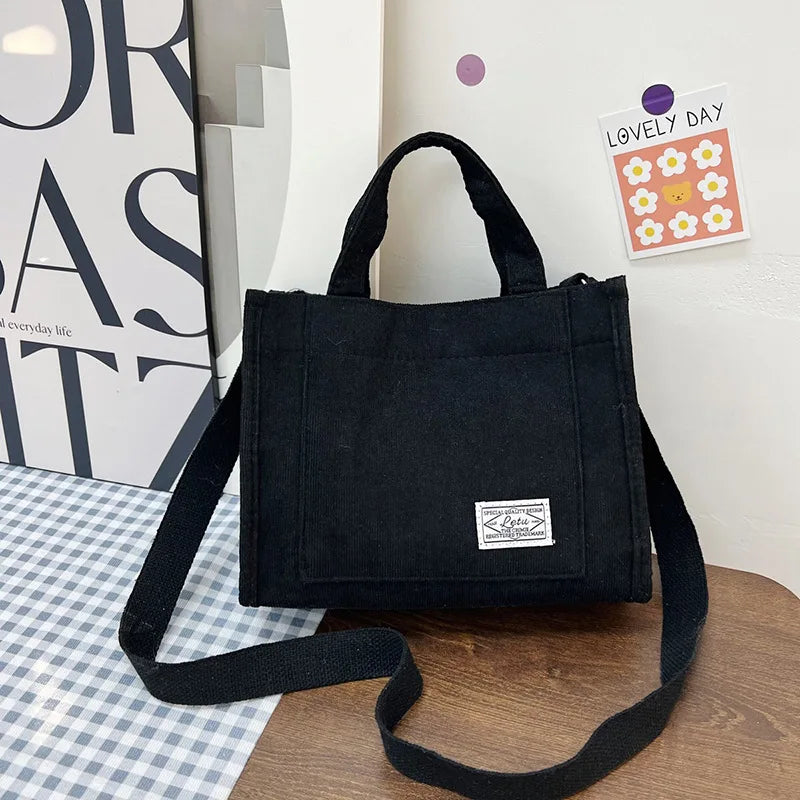 Corduroy Crossbody Tote Bag