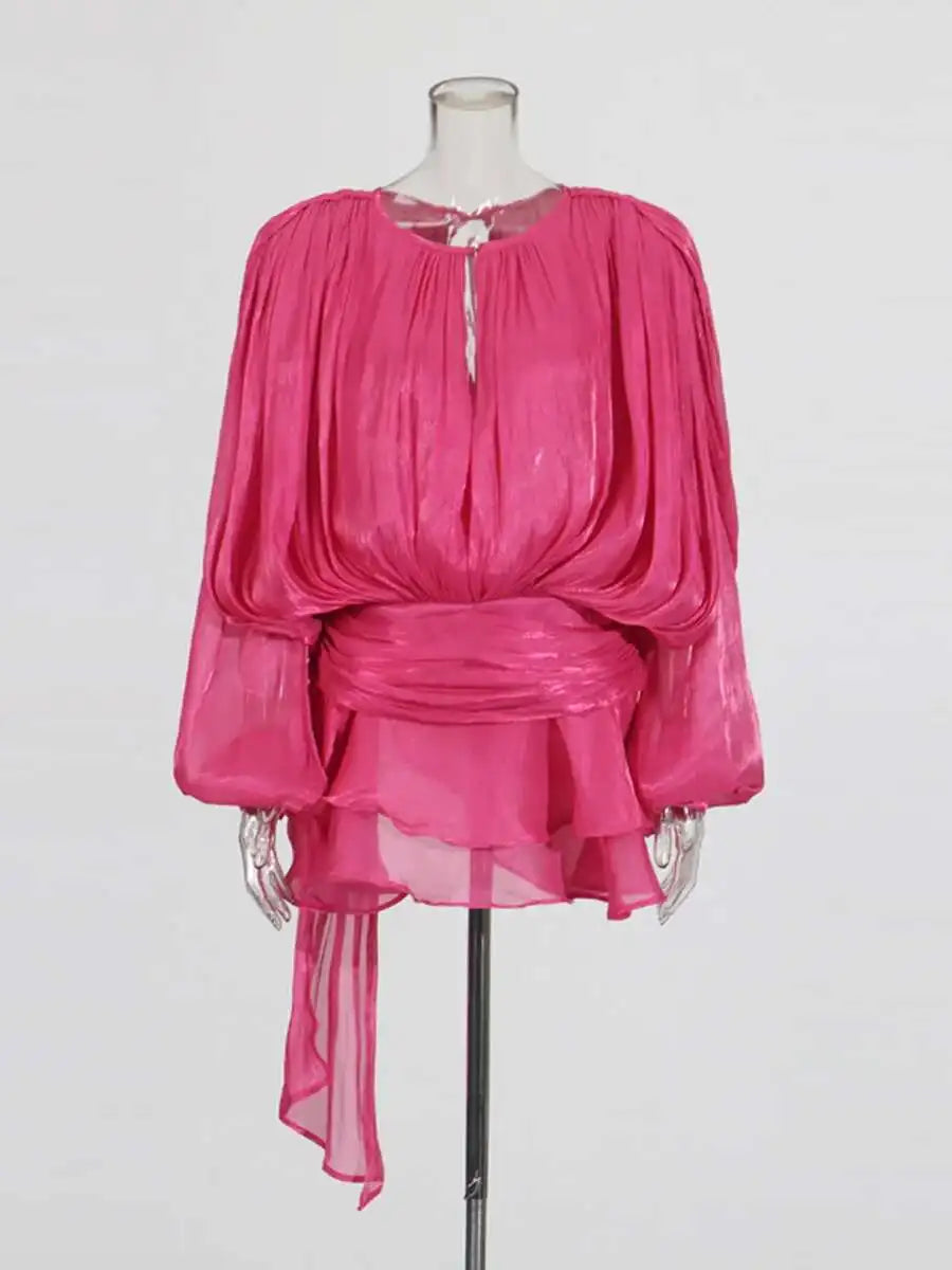 Lace Up Blouse Dress