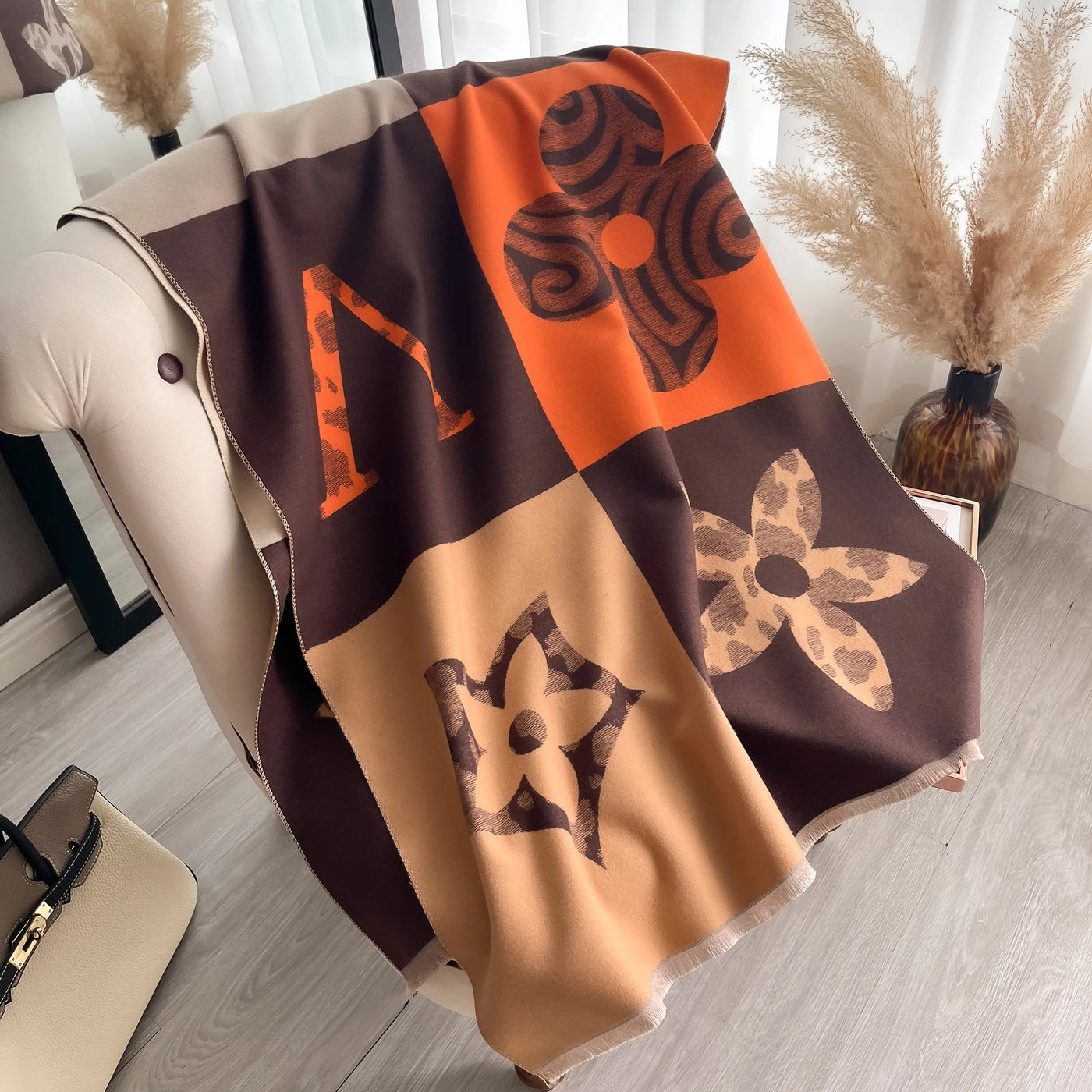 Floral Cashmere-Feel Warm Scarf