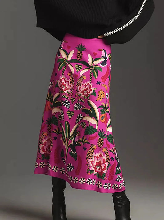 Floral Zip A-Line Skirt