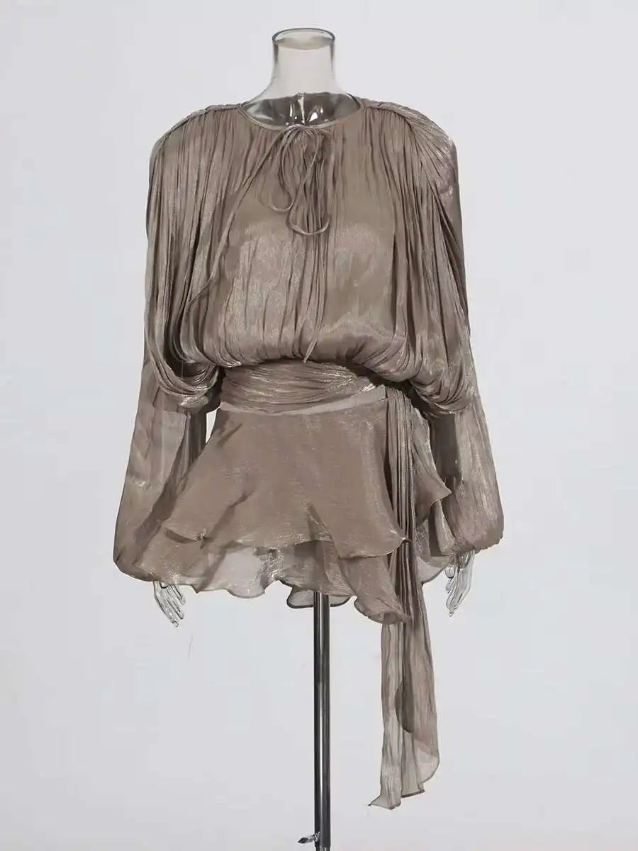 Lace Up Blouse Dress