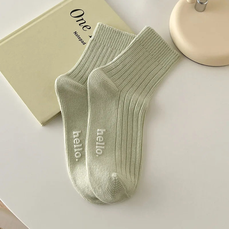 Cute Women's Socks Japanese Fashion New Spring Summer Female Simple Socks Soft Breathable Absorb Sweat Fresh Colorful Socks